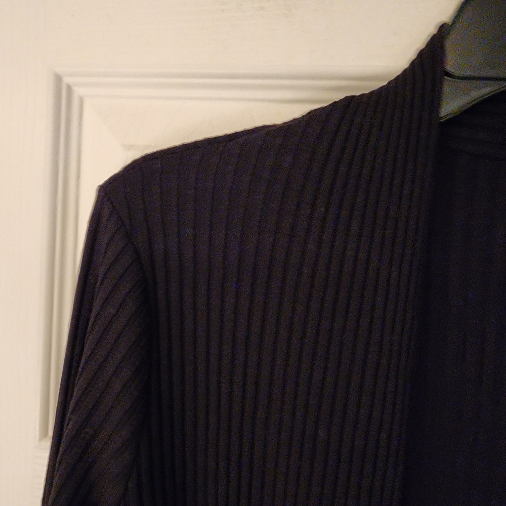 EILEEN Fisher Textured Ribbed High Neck Jacket Stretch Black Cardigan Size XS - Picture 6 of 15